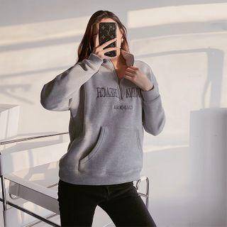 Half-zipper Embroidered Loose-fit Pullover