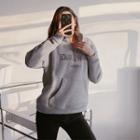 Half-zipper Embroidered Loose-fit Pullover
