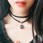 Faux Crystal Pendant Layered Choker Faux Crystal Pendant - One Size