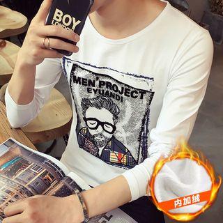 Printed Fleece Lined Long-sleeve T-shirt