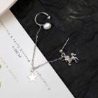 Horse Chained Earring 1 Pc - Silver - One Size
