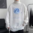 Moon Print Turtleneck Sweater