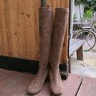 Faux-suede Block-heel Long Boots