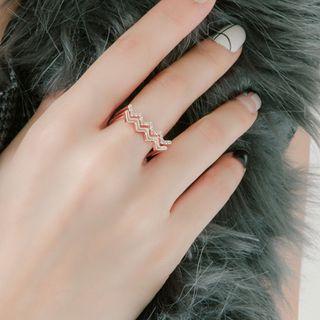 925 Sterling Silver Rhinestone Zigzag Open Ring