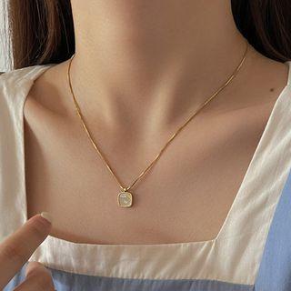 Square Pendant Necklace Gold & White - One Size