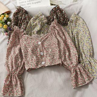 Off-shoulder Floral Crop Top