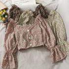 Off-shoulder Floral Crop Top