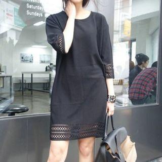 3/4-sleeve Lace Trim Sheath Dress