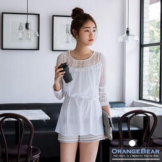 Lace-panel Pleated Top