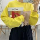 Color-block Drawstring-waist Long Dress