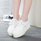 Canvas Platform Lace-up Shoes
