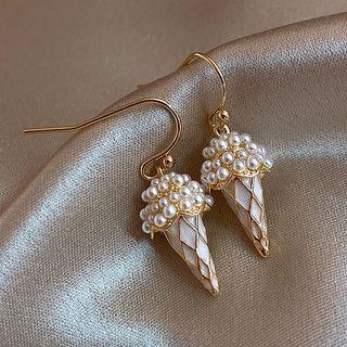 Faux Pearl Ice Cream Drop Earring 1 Pair - As Shown In Figure - Drop Earring - Gold - One Size