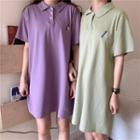 Panda Embroidered Short-sleeve Mini T-shirt Dress