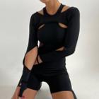 Long-sleeve Halter Cut Out Playsuit