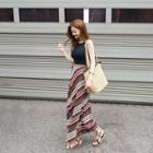 Wrap-front Patterned Maxi Skirt