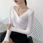 Long-sleeve Cross Knit Top