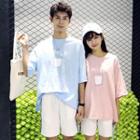 Couple Matching Milk Print 3/4 Sleeve T-shirt / Striped Shorts