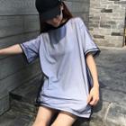 Piped Mock Two-piece Short-sleeve T-shirt
