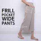 Band-waist Frilled-detail Wide-leg Pants