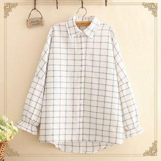 Checked Long-sleeve Shirt As Shown In Figure - One Size