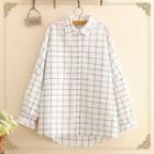 Checked Long-sleeve Shirt As Shown In Figure - One Size