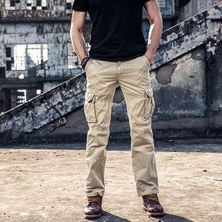 Plain Straight-cut Cargo Pants