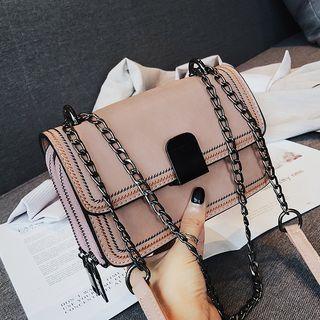 Faux Leather Flap Cover Crossbody Bag