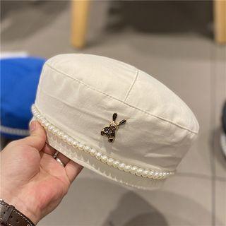 Rabbit Faux Pearl Beret Hat