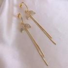 Rhinestone Fish Tail Fringed Earring 1 Pair - As Shown In Figure - One Size