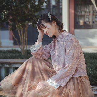 Long-sleeve Patterned Hanfu Top