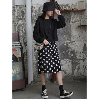 Sweatshirt / Dotted Skirt / Mock Two-piece Dress / Set
