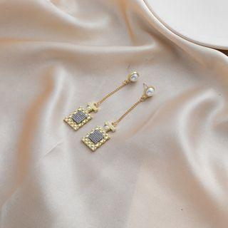 Faux Pearl Rhinestone Dangle Earring 1 Pair - E2825-2 - Gold - One Size