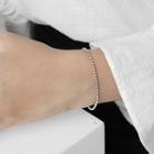 925 Sterling Silver Metal Bead Bracelet 925 Sterling Silver - White Gold - One Size