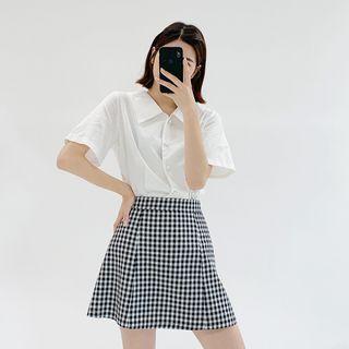 Sailor-collar Button-up Blouse