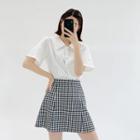 Sailor-collar Button-up Blouse