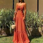 Strappy Dotted Maxi A-line Dress