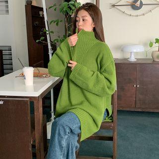 Cropped Zip-up Oversize Sweater