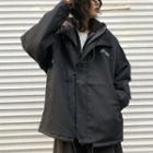 Mock Two-piece Hooded Jacket Black - One Size