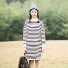 Mock-neck Stripe Sweater Dress