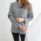 Frill-trim Brushed-fleece Lined Top