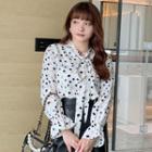 Dotted Ribbon Bell-sleeve Blouse