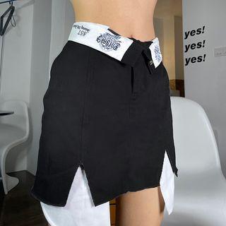 Lettering Irregular Mini Skirt