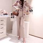 Set: Floral Blouse + Dress Pants