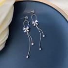 Rhinestone Bow Fringed Earring 1 Pair - E2326 - Bow - Silver - One Size