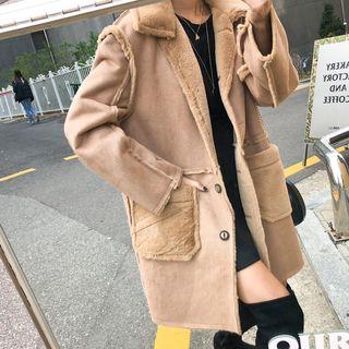 Pocket-patch Faux-shearling Coat