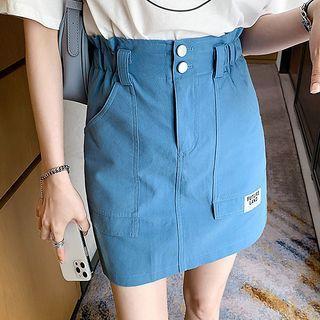 High-waist Plain Cargo Skirt