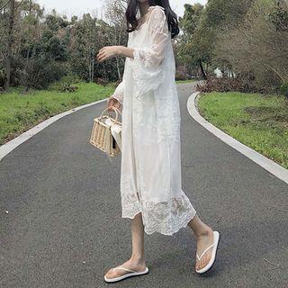 Embroidered Long Mesh Jacket
