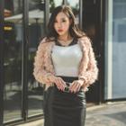 Sequined Loop Open-front Cardigan