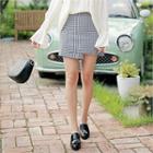 Check Pattern Asymmetric Mini Skirt