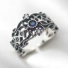 Rhinestone Cutout Sterling Silver Ring Silver - One Size